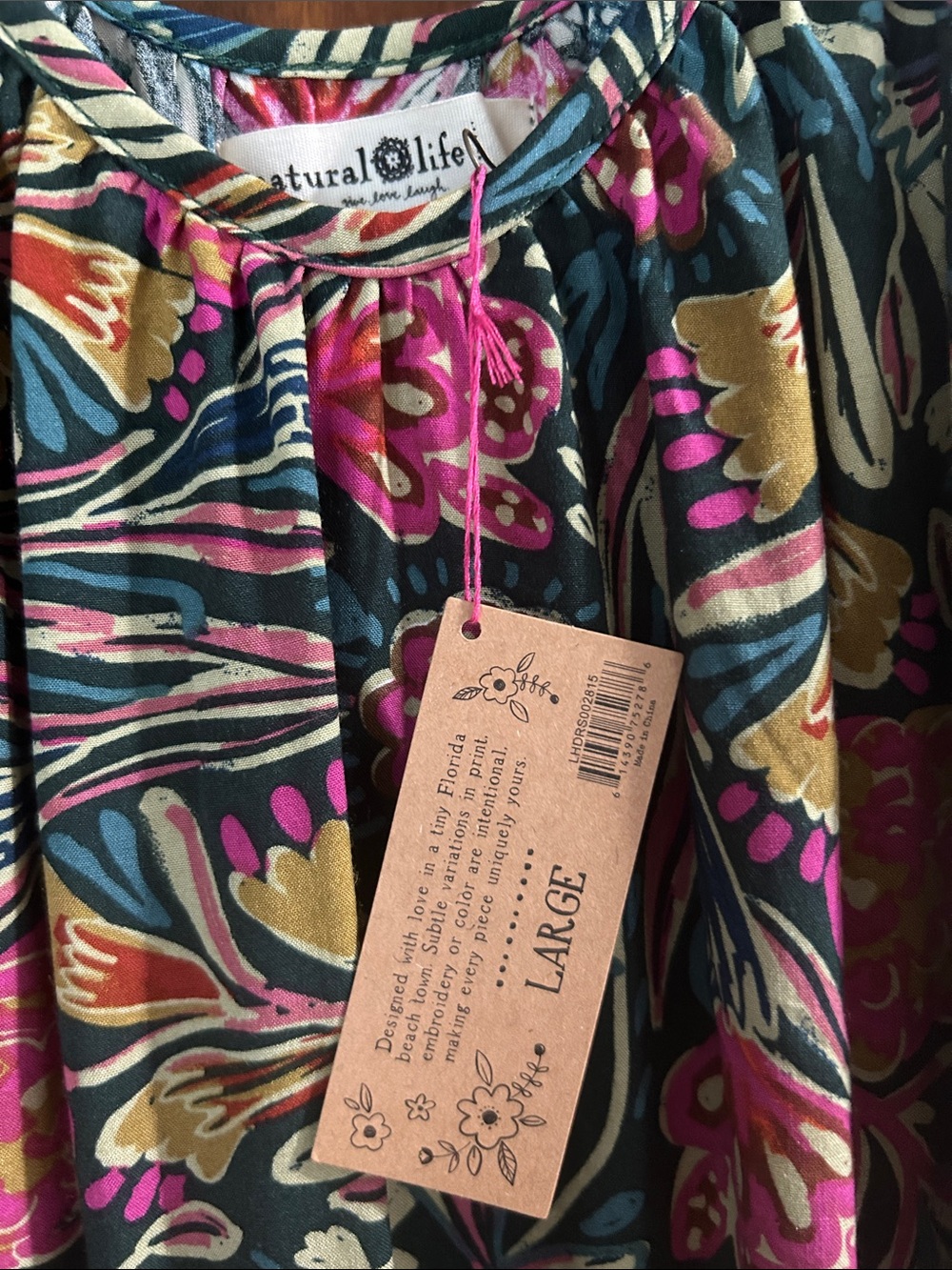 NATURAL LIFE Black Maxi Dress with Pink, Teal & Gold Floral Print - Picture 3 of 8